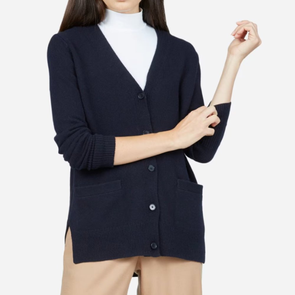 ISO Everlane Cashmere Cardigan w/ Patch Pockets in Navy